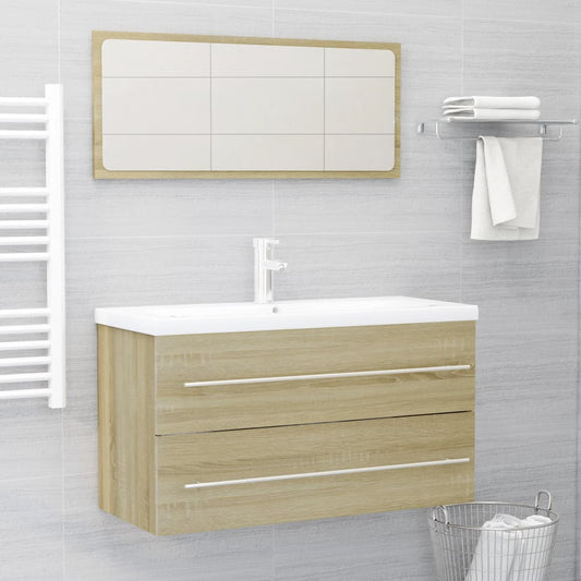 Berkfield 2 Piece Bathroom Furniture Set Sonoma Oak Engineered Wood