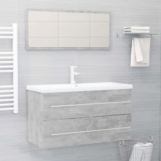 Berkfield 2 Piece Bathroom Furniture Set Concrete Grey Engineered Wood