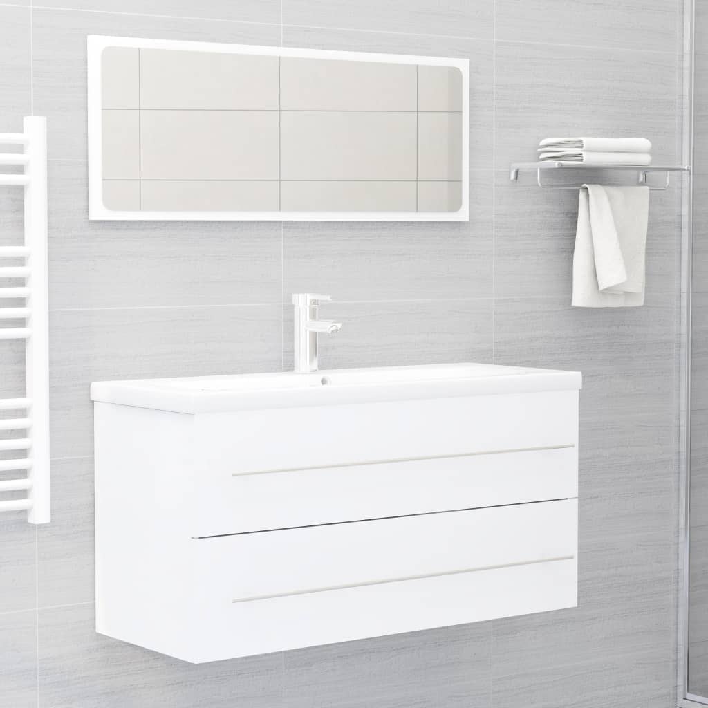 Berkfield 2 Piece Bathroom Furniture Set White Engineered Wood