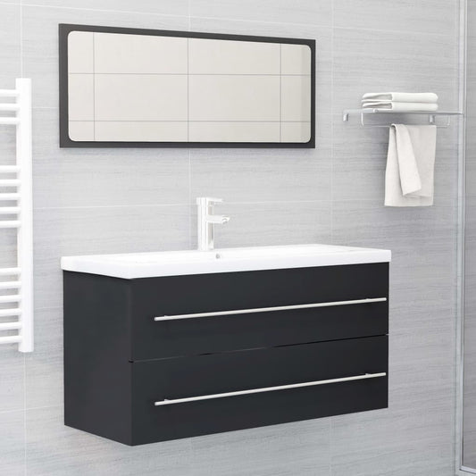 Berkfield 2 Piece Bathroom Furniture Set Grey Engineered Wood