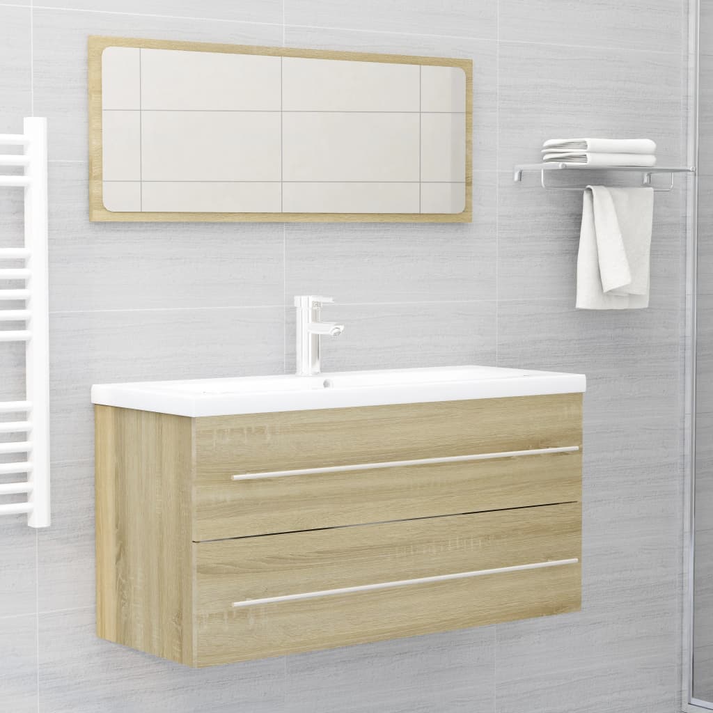 Berkfield 2 Piece Bathroom Furniture Set Sonoma Oak Engineered Wood