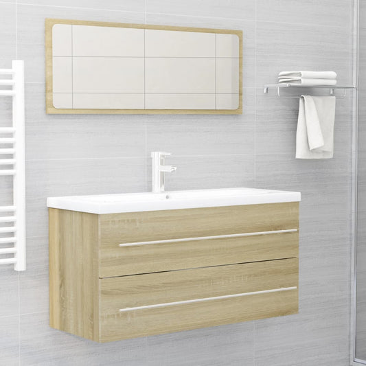 Berkfield 2 Piece Bathroom Furniture Set Sonoma Oak Engineered Wood