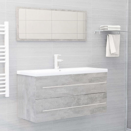 Berkfield 2 Piece Bathroom Furniture Set Concrete Grey Engineered Wood