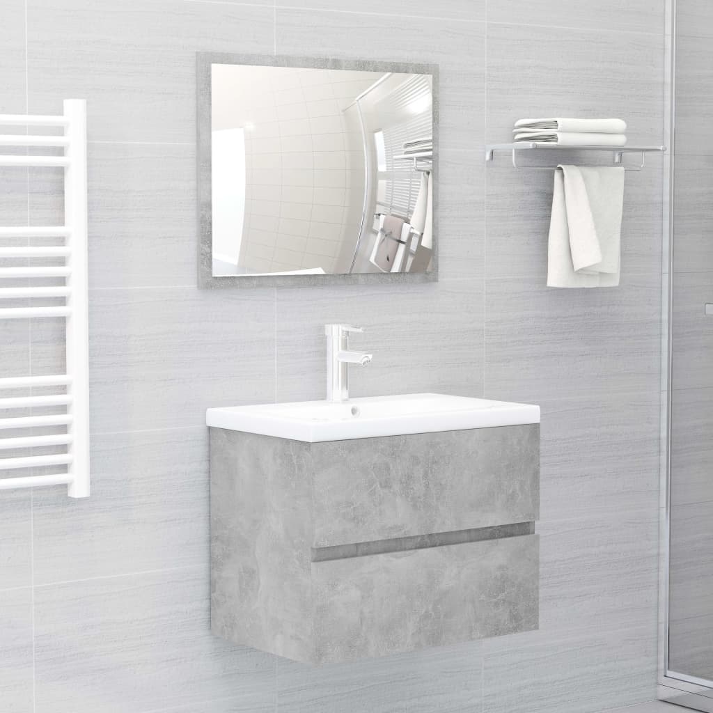 Berkfield 2 Piece Bathroom Furniture Set Concrete Grey Engineered Wood