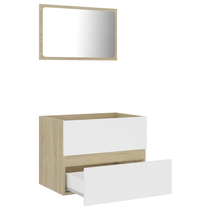 Berkfield 2 Piece Bathroom Furniture Set White and Sonoma Oak Engineered Wood