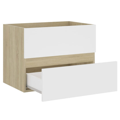 Berkfield 2 Piece Bathroom Furniture Set White and Sonoma Oak Engineered Wood