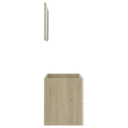 Berkfield 2 Piece Bathroom Furniture Set White and Sonoma Oak Engineered Wood