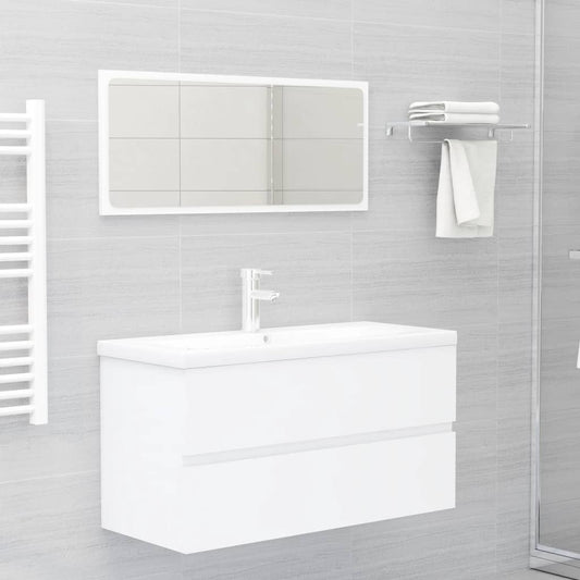 Berkfield 2 Piece Bathroom Furniture Set White Engineered Wood