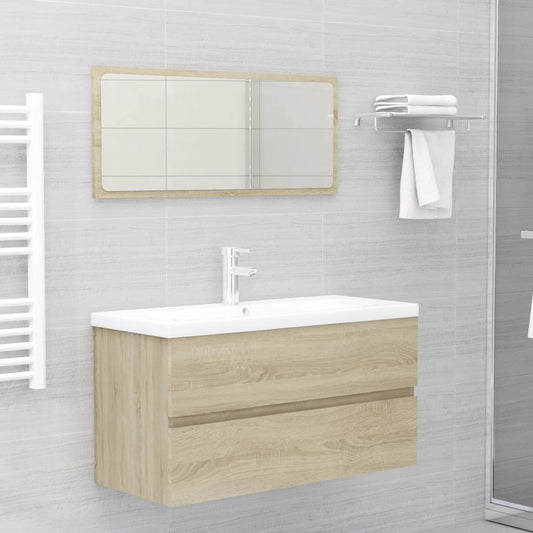 Berkfield 2 Piece Bathroom Furniture Set Sonoma Oak Engineered Wood