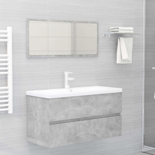 Berkfield 2 Piece Bathroom Furniture Set Concrete Grey Engineered Wood