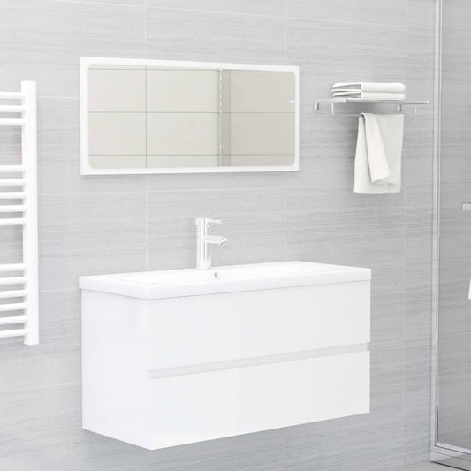 Berkfield 2 Piece Bathroom Furniture Set High Gloss White Engineered Wood