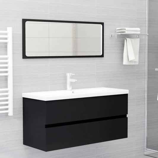Berkfield 2 Piece Bathroom Furniture Set Black Engineered Wood