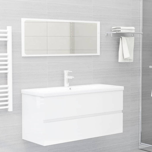 Berkfield 2 Piece Bathroom Furniture Set High Gloss White Engineered Wood