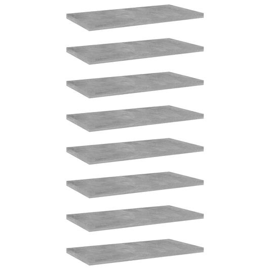 Berkfield Bookshelf Boards 8 pcs Concrete Grey 40x20x1.5 cm Engineered Wood