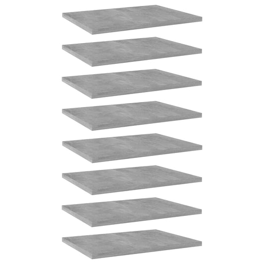 Berkfield Bookshelf Boards 8 pcs Concrete Grey 40x30x1.5 cm Engineered Wood