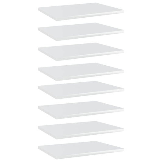 Berkfield Bookshelf Boards 8 pcs High Gloss White 40x30x1.5 cm Engineered Wood