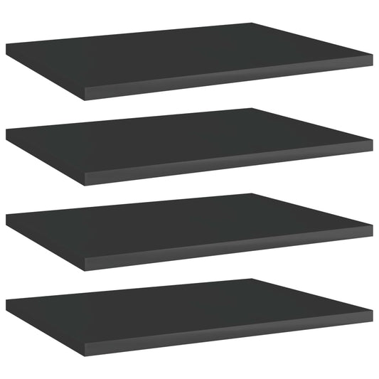 Berkfield Bookshelf Boards 4 pcs High Gloss Black 40x30x1.5 cm Engineered Wood