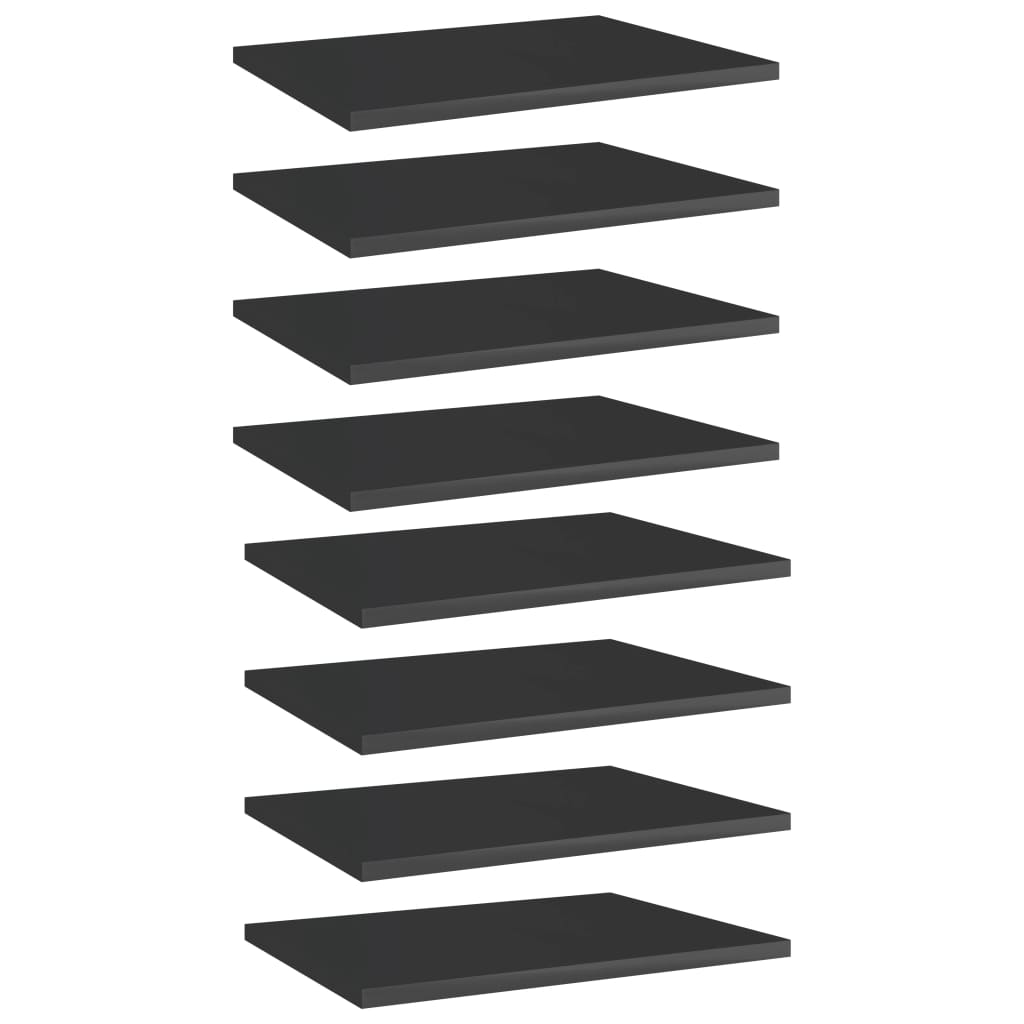 Berkfield Bookshelf Boards 8 pcs High Gloss Black 40x30x1.5 cm Engineered Wood