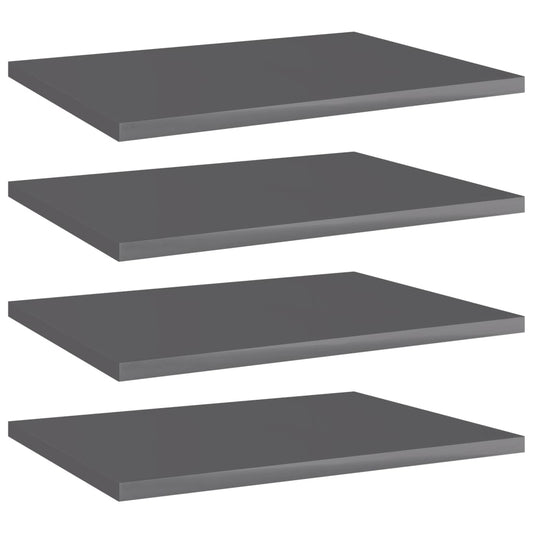 Berkfield Bookshelf Boards 4 pcs High Gloss Grey 40x30x1.5 cm Engineered Wood