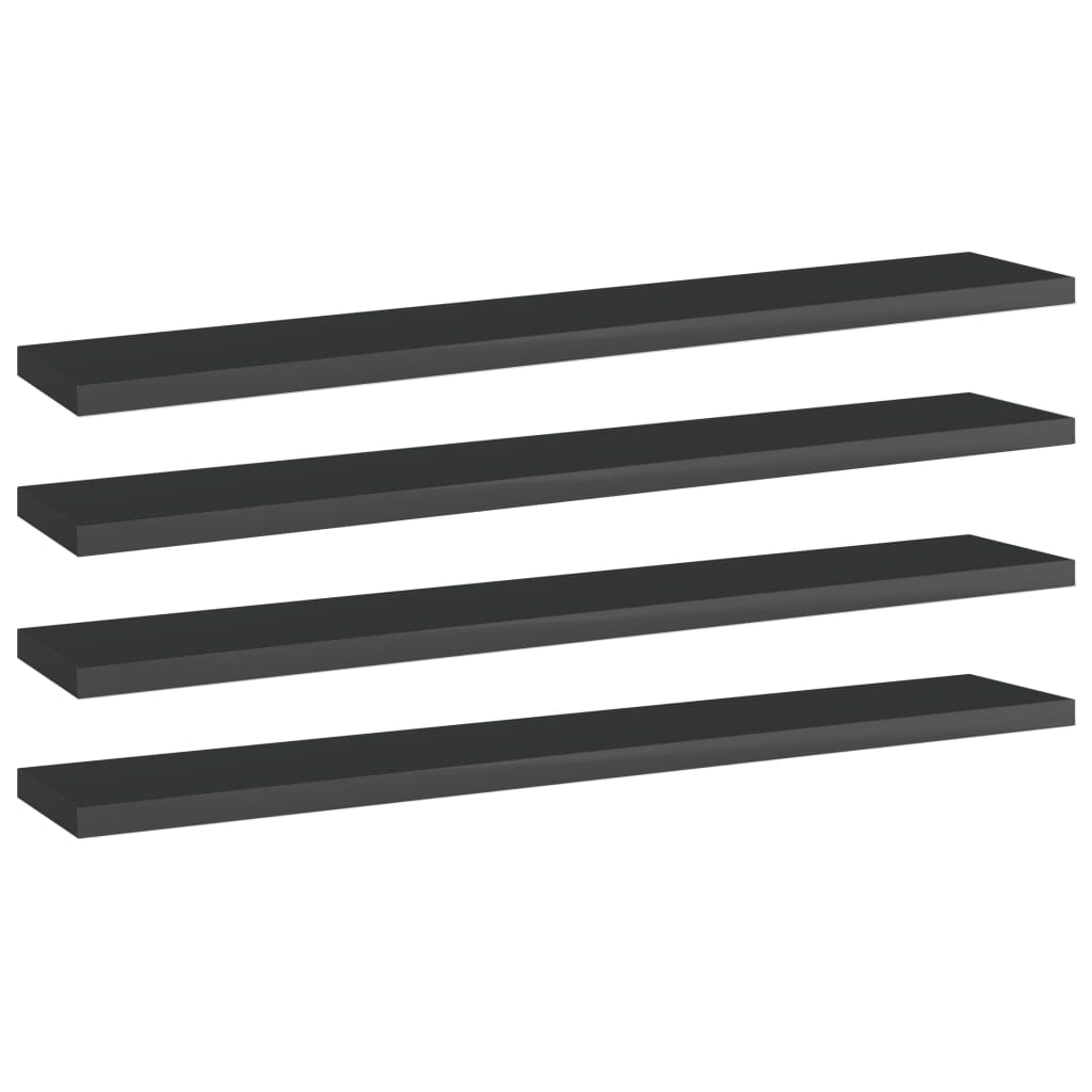 Berkfield Bookshelf Boards 4 pcs High Gloss Black 60x10x1.5 cm Engineered Wood