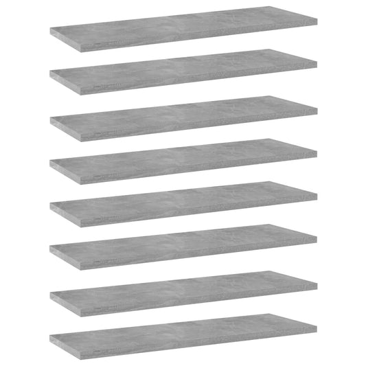 Berkfield Bookshelf Boards 8 pcs Concrete Grey 60x20x1.5 cm Engineered Wood