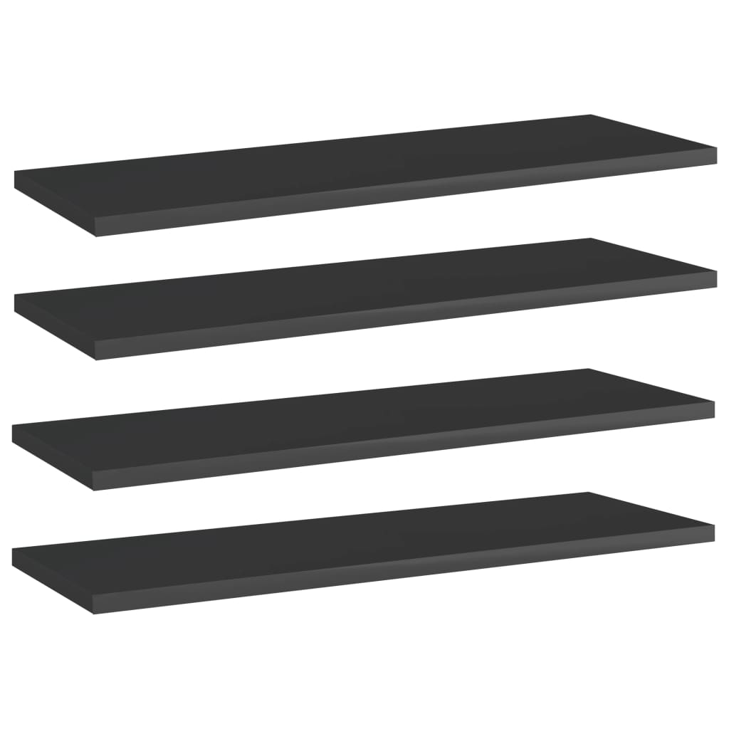 Berkfield Bookshelf Boards 4 pcs High Gloss Black 60x20x1.5 cm Engineered Wood