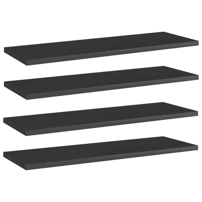 Berkfield Bookshelf Boards 4 pcs High Gloss Black 60x20x1.5 cm Engineered Wood