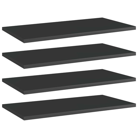 Berkfield Bookshelf Boards 4 pcs High Gloss Black 60x30x1.5 cm Engineered Wood