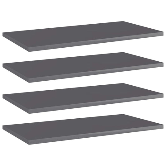 Berkfield Bookshelf Boards 4 pcs High Gloss Grey 60x30x1.5 cm Engineered Wood