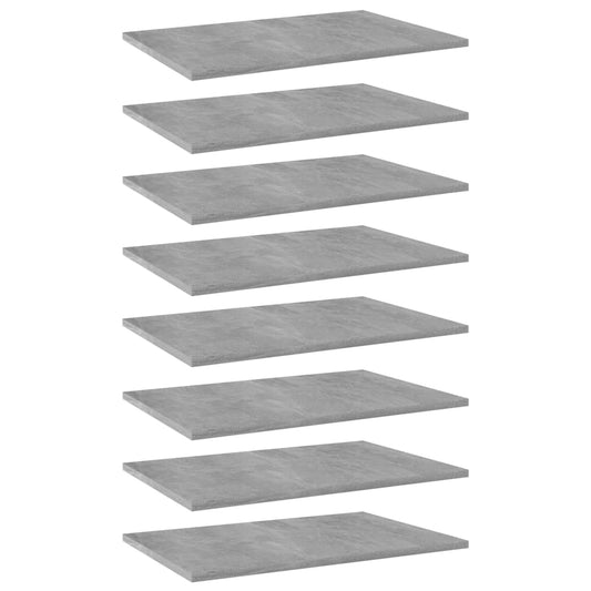 Berkfield Bookshelf Boards 8 pcs Concrete Grey 60x40x1.5 cm Engineered Wood
