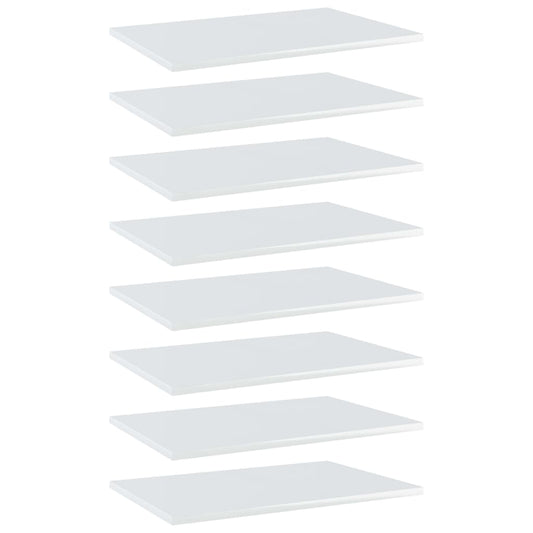 Berkfield Bookshelf Boards 8 pcs High Gloss White 60x40x1.5 cm Engineered Wood