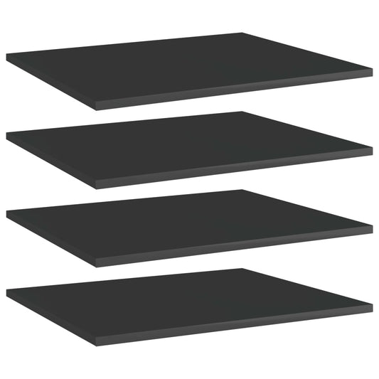 Berkfield Bookshelf Boards 4 pcs High Gloss Black 60x50x1.5 cm Engineered Wood