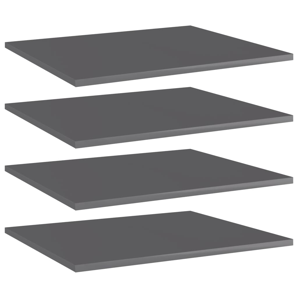 Berkfield Bookshelf Boards 4 pcs High Gloss Grey 60x50x1.5 cm Engineered Wood