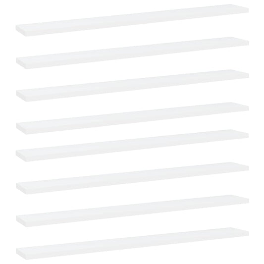Berkfield Bookshelf Boards 8 pcs White 80x10x1.5 cm Engineered Wood