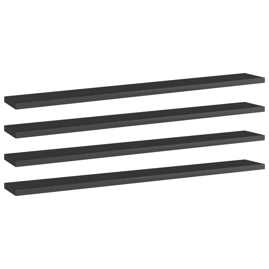 Berkfield Bookshelf Boards 4 pcs High Gloss Black 80x10x1.5 cm Engineered Wood