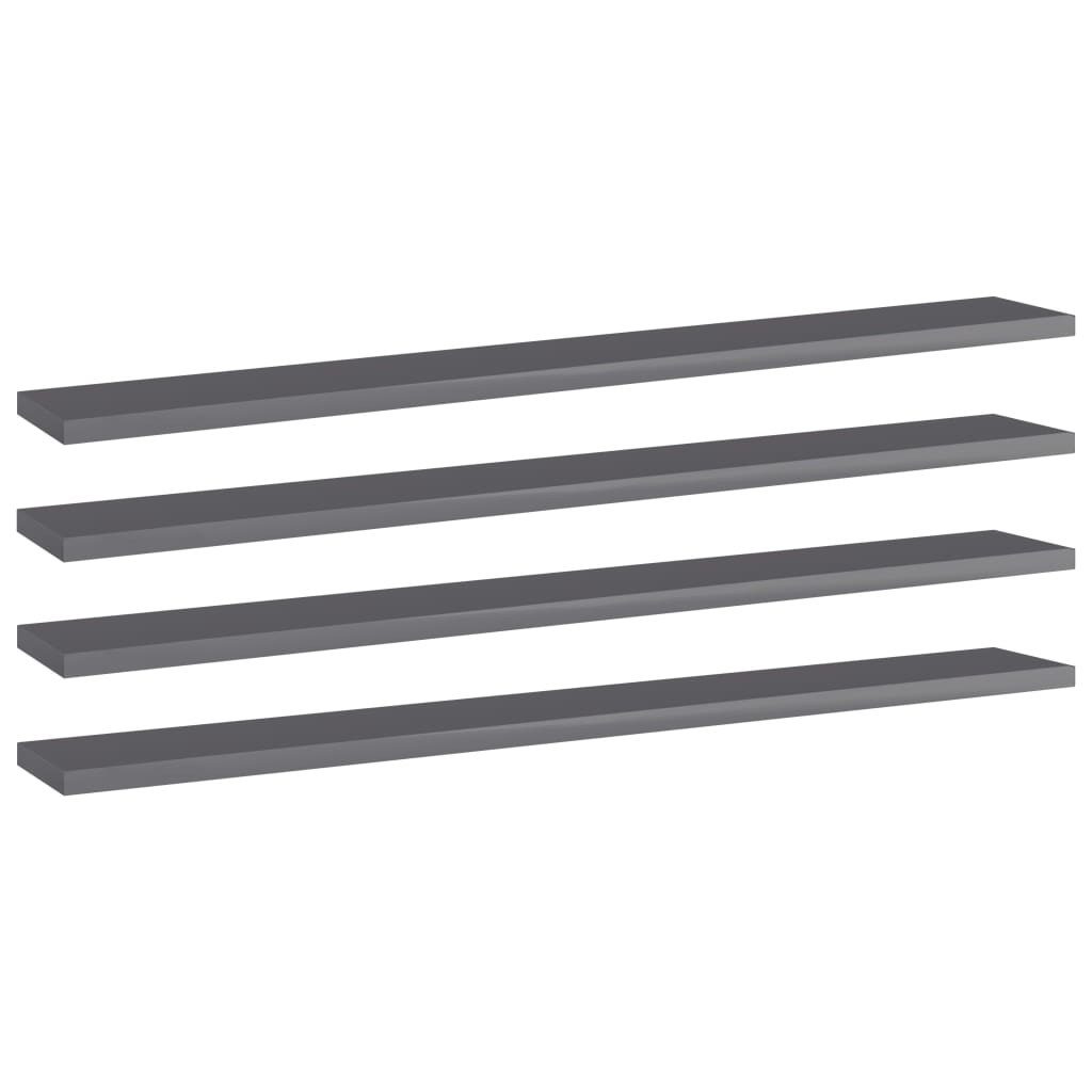 Berkfield Bookshelf Boards 4 pcs High Gloss Grey 80x10x1.5 cm Engineered Wood