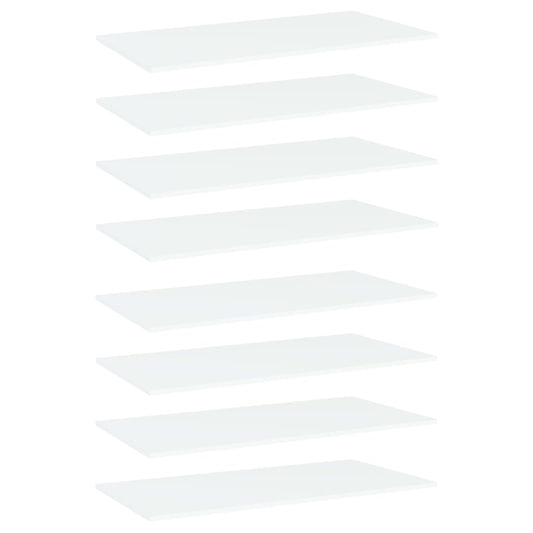 Berkfield Bookshelf Boards 8 pcs White 80x20x1.5 cm Engineered Wood