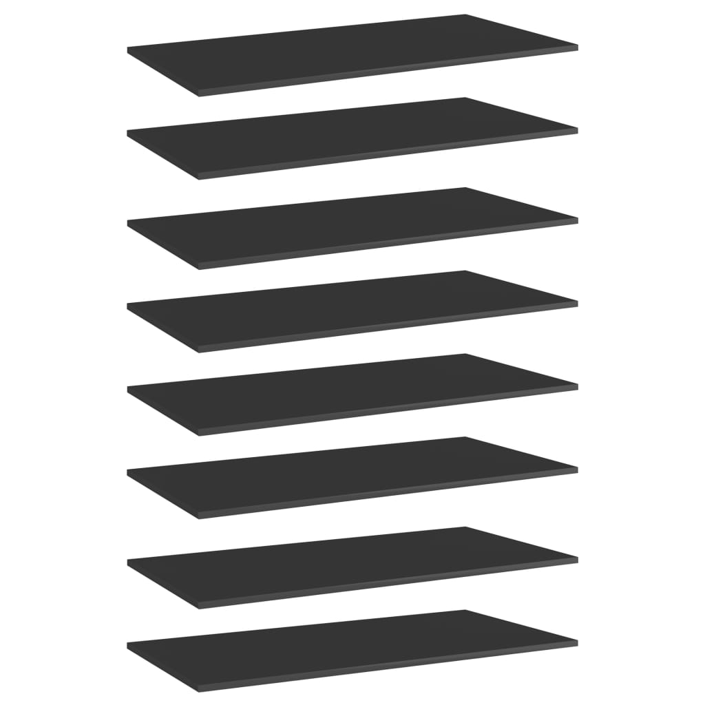 Berkfield Bookshelf Boards 8 pcs High Gloss Black 80x20x1.5 cm Engineered Wood