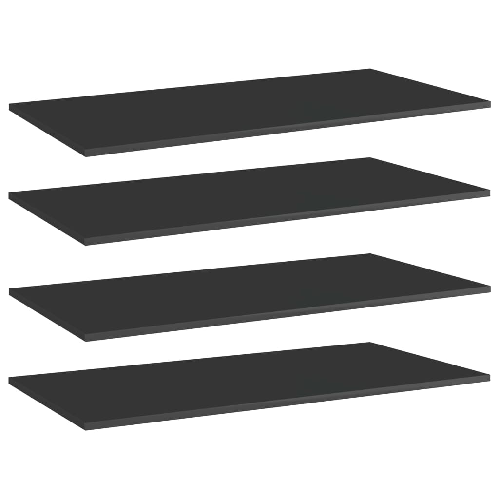 Berkfield Bookshelf Boards 4 pcs High Gloss Black 80x30x1.5 cm Engineered Wood