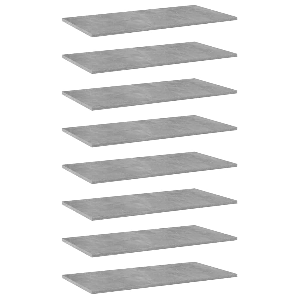 Berkfield Bookshelf Boards 8 pcs Concrete Grey 80x40x1.5 cm Engineered Wood