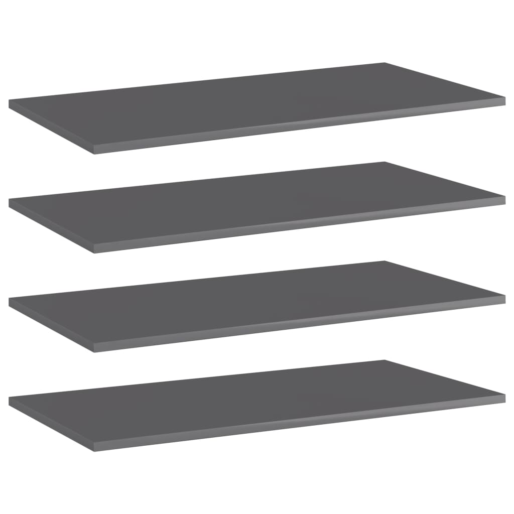 Berkfield Bookshelf Boards 4 pcs High Gloss Grey 80x40x1.5 cm Engineered Wood