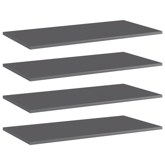 Berkfield Bookshelf Boards 4 pcs High Gloss Grey 80x40x1.5 cm Engineered Wood