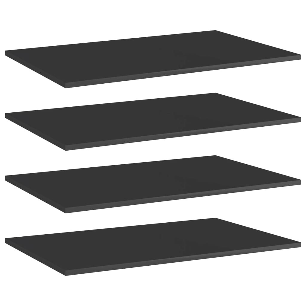 Berkfield Bookshelf Boards 4 pcs High Gloss Black 80x50x1.5 cm Engineered Wood