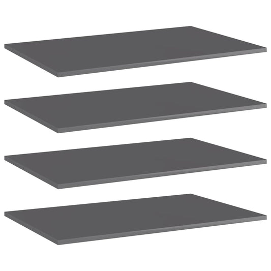 Berkfield Bookshelf Boards 4 pcs High Gloss Grey 80x50x1.5 cm Engineered Wood