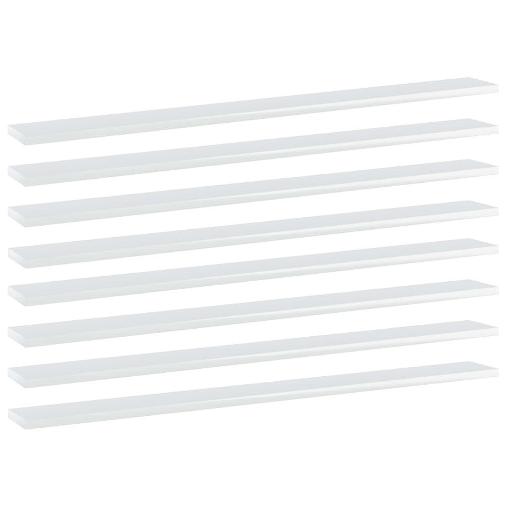 Berkfield Bookshelf Boards 8 pcs High Gloss White 100x10x1.5 cm Engineered Wood