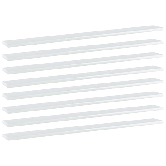 Berkfield Bookshelf Boards 8 pcs High Gloss White 100x10x1.5 cm Engineered Wood