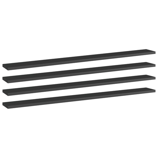 Berkfield Bookshelf Boards 4 pcs High Gloss Black 100x10x1.5 cm Engineered Wood
