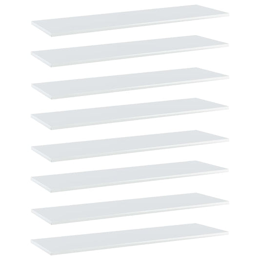 Berkfield Bookshelf Boards 8 pcs High Gloss White 100x30x1.5 cm Engineered Wood