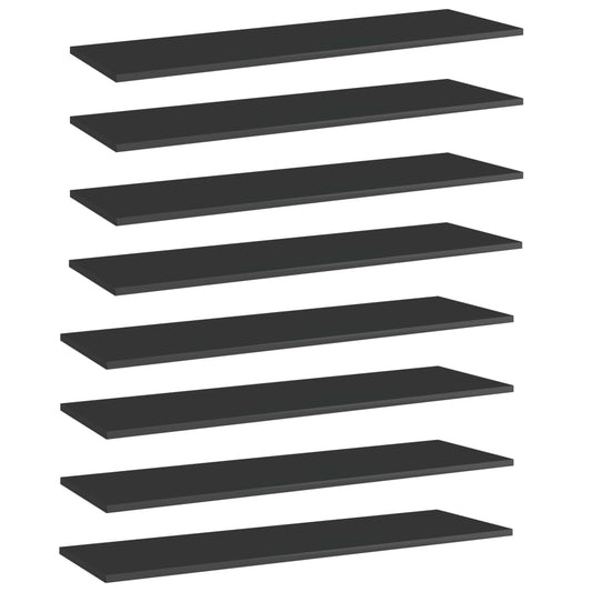 Berkfield Bookshelf Boards 8 pcs High Gloss Black 100x30x1.5 cm Engineered Wood