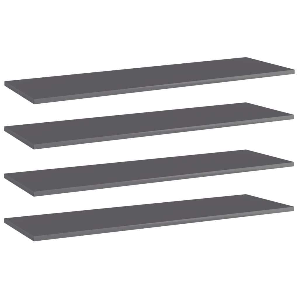 Berkfield Bookshelf Boards 4 pcs High Gloss Grey 100x30x1.5 cm Engineered Wood